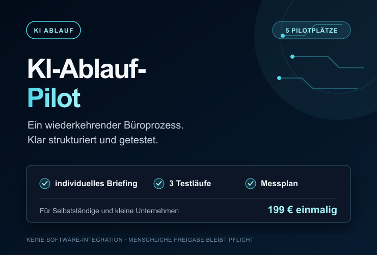 KI-Ablauf-Pilot für einen getesteten und dokumentierten Büroprozess